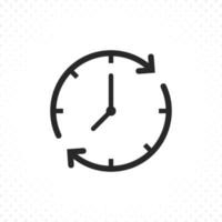 reloj de icono de línea en flecha circular vector