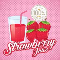 Strawberry juice vector. Vintage strawberry label design. Retro strawberry poster design. Vintage fresh strawberry juice vector illustration