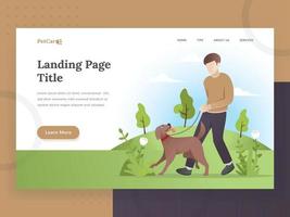Pet care landing page vector