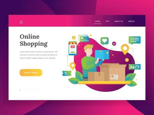 Online shopping landing page