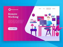 Remote working landing page vector