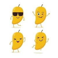 Cute vector set of mango fruit character in different action emotion