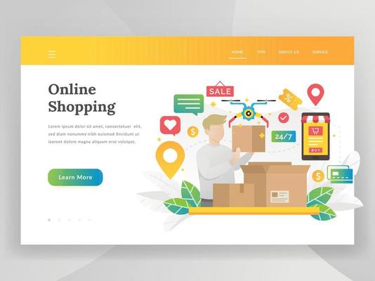 Online shopping landing page