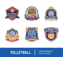 conjunto de emblema de logotipo de diseño de insignia de voleibol vector