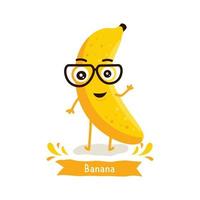 divertido personaje de fruta de plátano aislado sobre fondo blanco vector