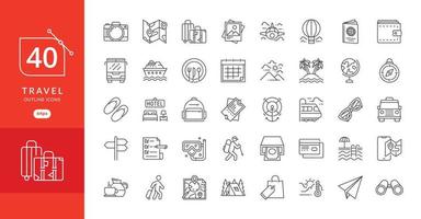 Simple travel icons set vector