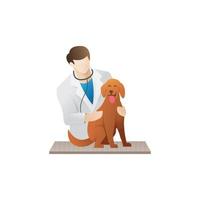 veterinario con un perro vector
