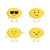 Cute vector set of Lemon fruit character in different action emotion