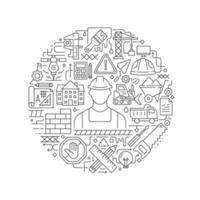 Round design element with construction icon concept vector