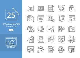 Data and analysis icon set vector