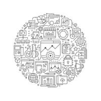 Round design element with data and analyst icon concept vector