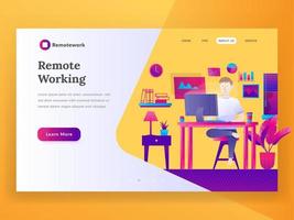 Remote working landing page vector