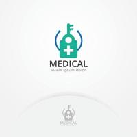diseño de logotipo de bloqueo de llave médica vector