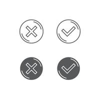 Thin line check mark icons vector