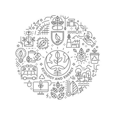 Round design element with ecology and environment icon concept