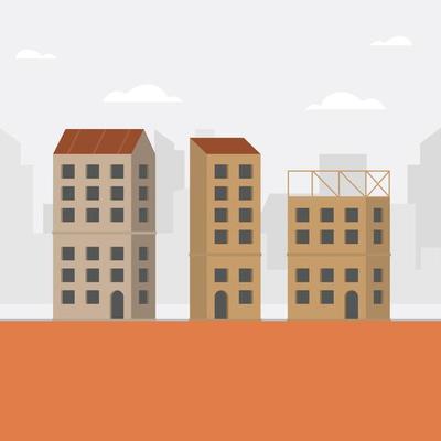 Construction concept illustration with unfinished building