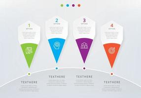 plantilla de diseño de línea de tiempo de infografía vectorial con etiqueta de papel 3d vector