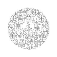 Round design element with ecology and environment icon concept vector