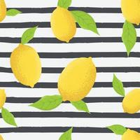 Tropical seamless pattern with yellow lemons vector