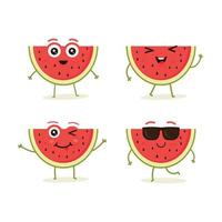 Collection of Watermelon fruit characters in different expressions vector