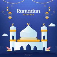 Ramadan Mubarak, which means Welcome to Ramadan. Islamic Design Template to celebrate the month of Ramadan vector