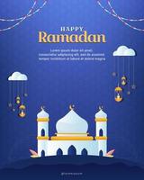 feliz Ramadán. plantilla de diseño islámico para celebrar el mes de ramadán vector