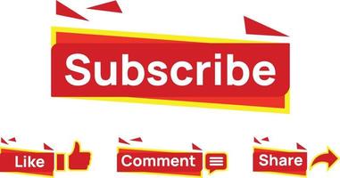 Youtube Subscribe Like Comment And Share Button vector