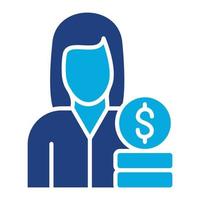 Female Financial Advisor Glyph Two Color Icon vector