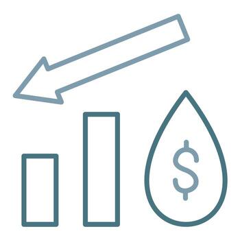 Oil Price Decrease Line Two Color Icon vector