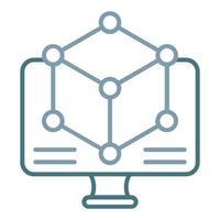 3d Modeling Line Two Color Icon vector