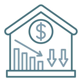 Price Decrease Line Two Color Icon vector