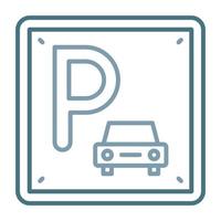 Parking Sign Line Two Color Icon vector