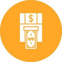 Cash Withdrawal Glyph Circle Background Icon vector