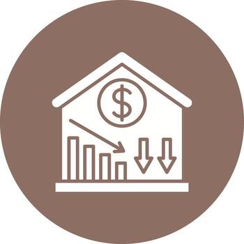 Price Decrease Glyph Circle Background Icon vector