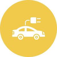 Electric Car Glyph Circle Background Icon vector