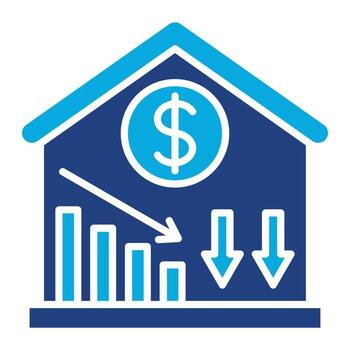 Price Decrease Glyph Two Color Icon vector