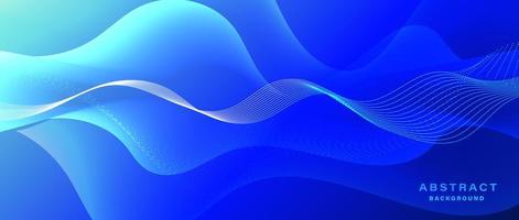 Abstract blue background with flowing lines. Dynamic waves vector