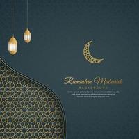 Ramadan Kareem Islamic Arabic Luxury Background with Geometric pattern and Beautiful Ornament with Lanterns vector