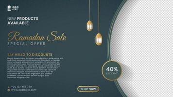 Ramadan Sale Banner, Social Media Post With Islamic Arabic Pattern and Empty Space for Image vector