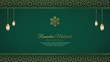 Ramadan Mubarak Islamic Arabic Green Luxury Background with Geometric pattern and Beautiful Ornament vector