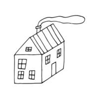 house icon hand drawn in doodle line art style vector