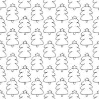 Christmas trees seamless pattern hand drawn doodle. , minimalism, monochrome. textiles, wrapping paper, wallpaper winter forest christmas vector