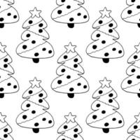 árboles de navidad de patrones sin fisuras garabato dibujado a mano. , minimalismo, monocromo. textiles, papel de regalo, papel pintado invierno bosque navidad vector