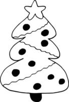 christmas tree hand drawn doodle. , minimalism, monochrome. icon sticker holiday new year vector