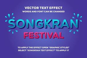 efecto de texto de vector de festival de songkran totalmente editable