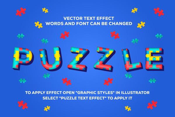 puzzle vector text effect fully editable