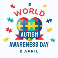 world autism awareness day illustration, with love puzzle pieces