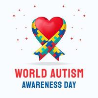 world autism awareness day illustration, with patterned puzzle pieces ribbon vector