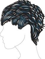 Vector illustration of a silhouettes head boy, arts hair