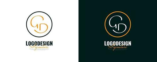 diseño inicial del logotipo g y d en un estilo de escritura elegante y minimalista. logotipo o símbolo de la firma gd para bodas, moda, joyería, boutique e identidad comercial vector